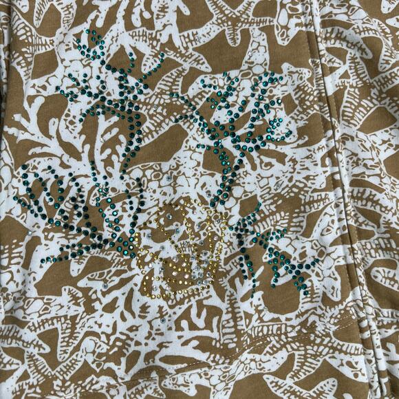 Quacker Factory Hoodie Womens XXS Full Zip Short Sleeve Embellished Starfish - Picture 3 of 8